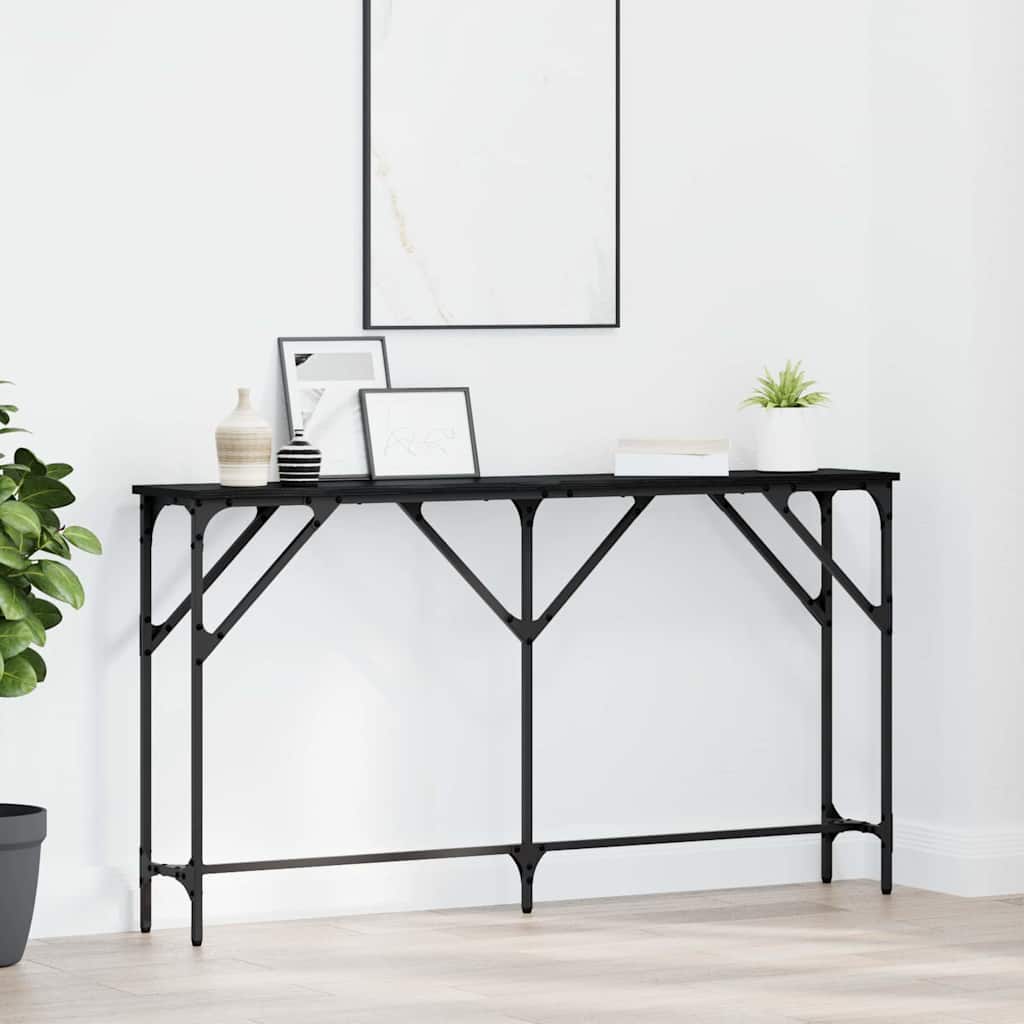Konsolentisch Schwarz Eichen-Optik 140 x 23 x 75 cm