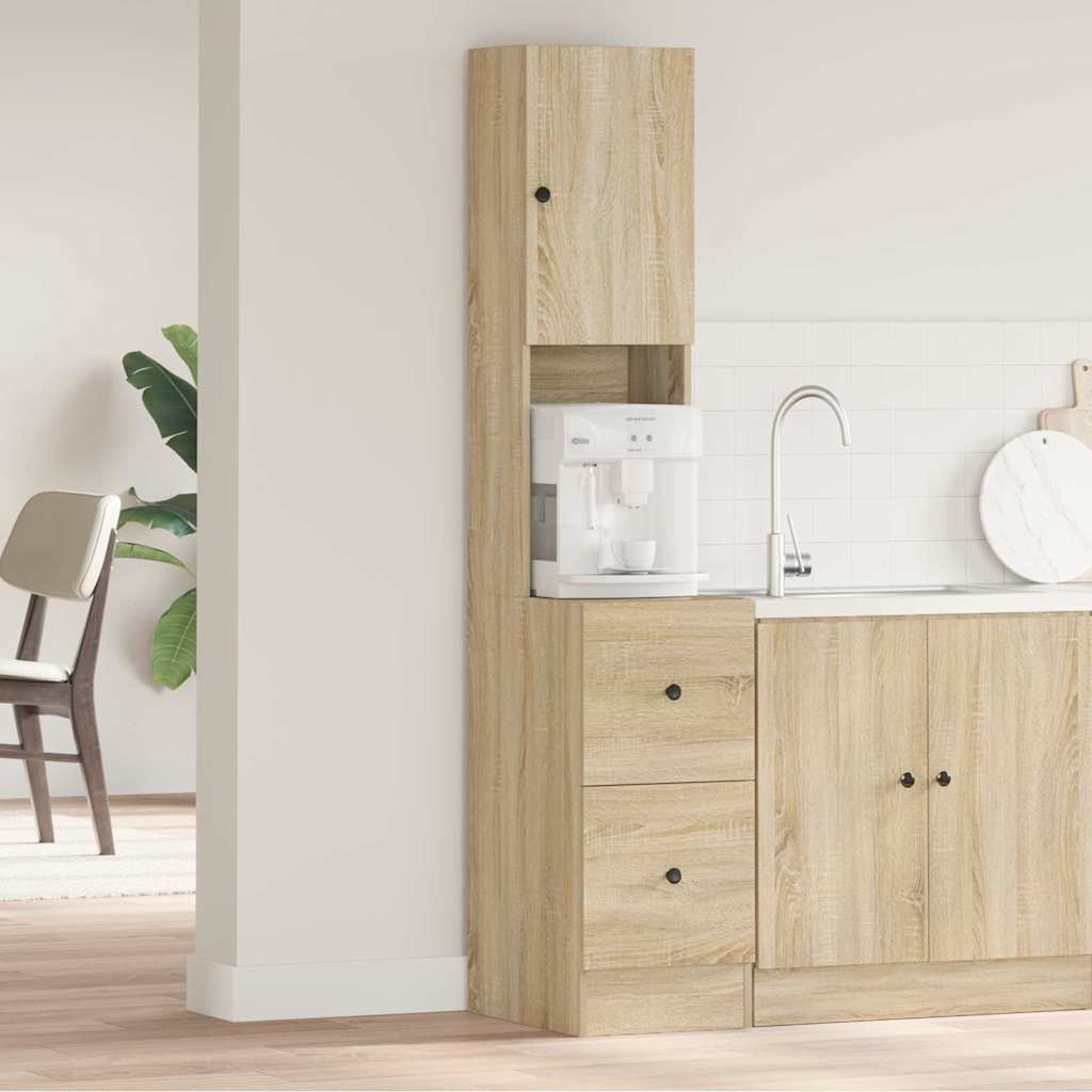 Küchenschrank mit Regal Beige 35 x 50 x 180 cm Holzwerkstoff