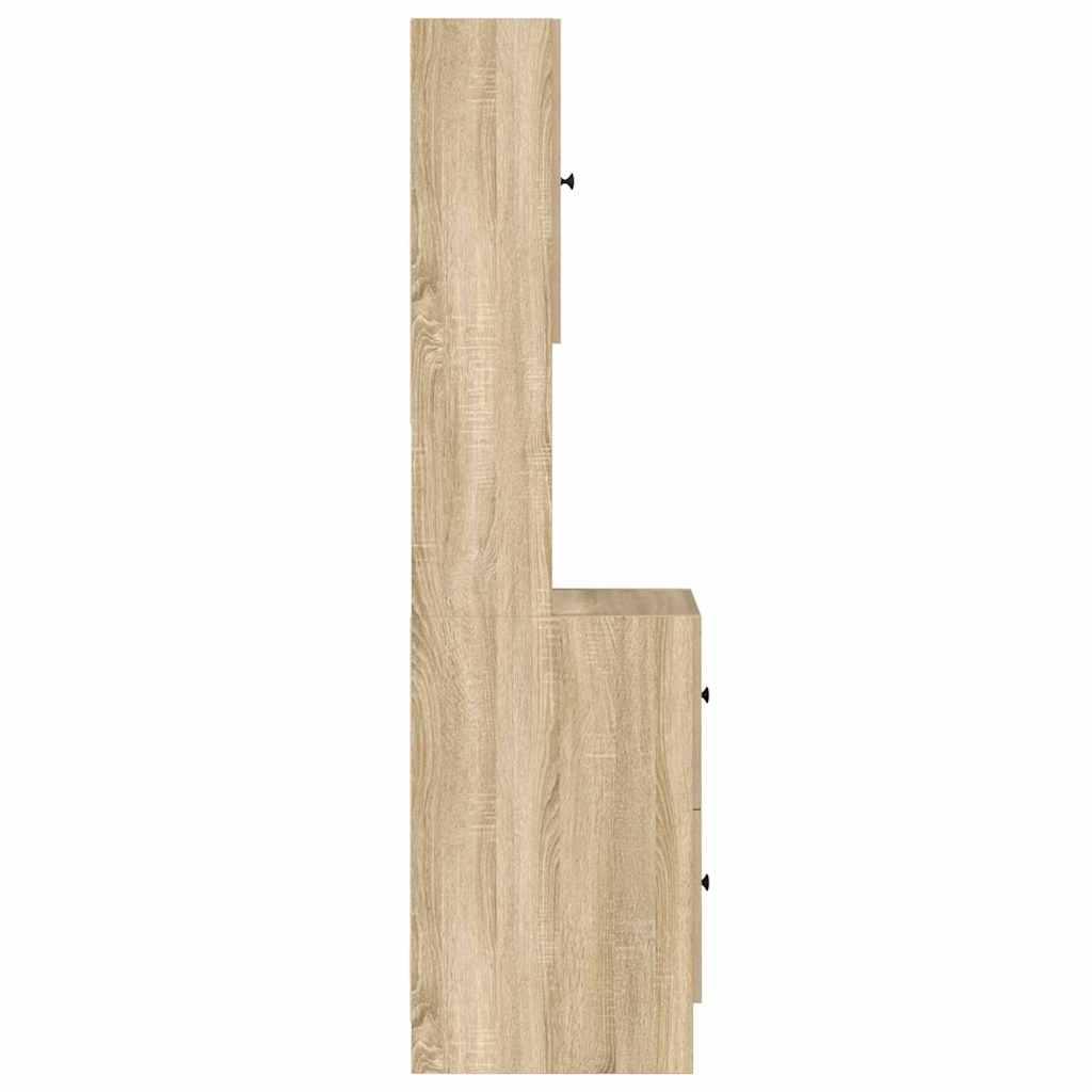 Küchenschrank mit Regal Beige 35 x 50 x 180 cm Holzwerkstoff