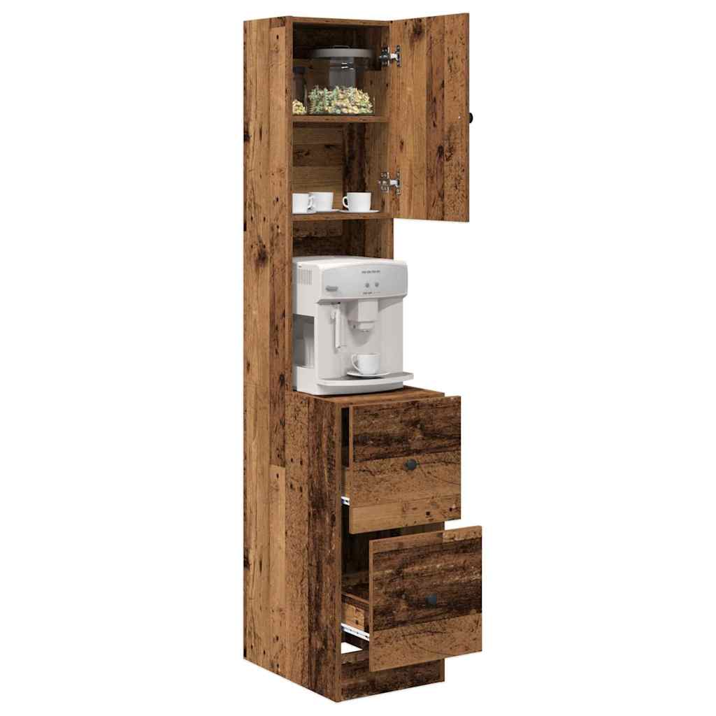 Küchenbuffet mit Schubladen mit Regal Altholz 32 x 50 x 180 cm