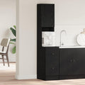 Küchenbuffet mit Regal Schwarz Eichen-Optik 32 x 50 x 180 cm