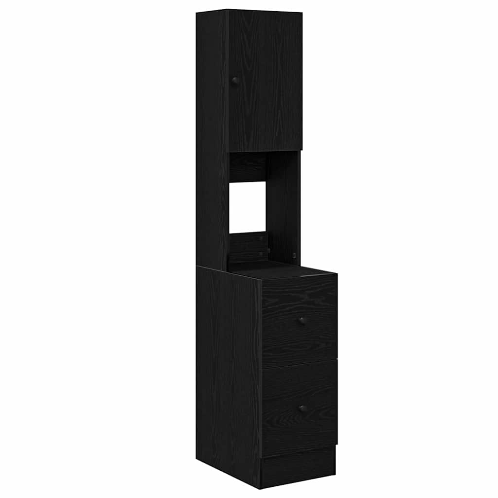Küchenbuffet mit Regal Schwarz Eichen-Optik 32 x 50 x 180 cm