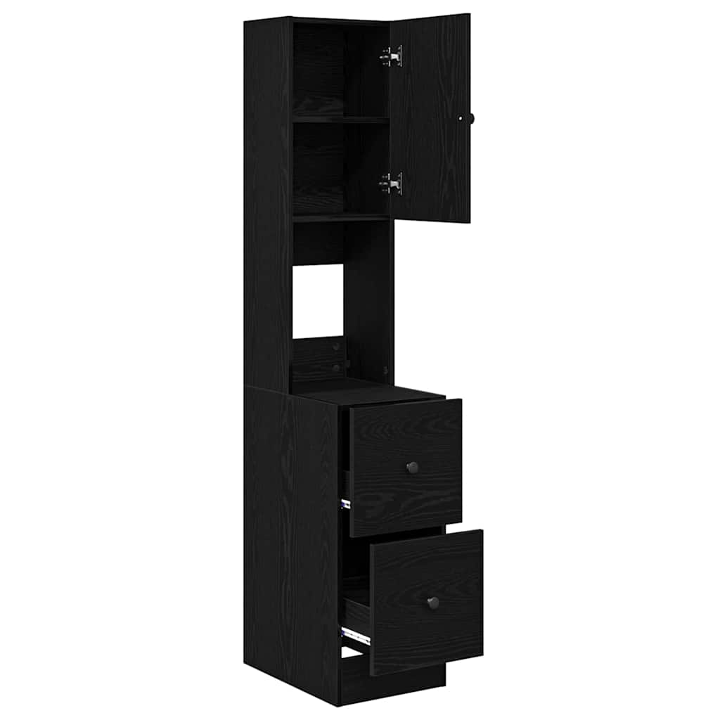 Küchenbuffet mit Regal Schwarz Eichen-Optik 32 x 50 x 180 cm