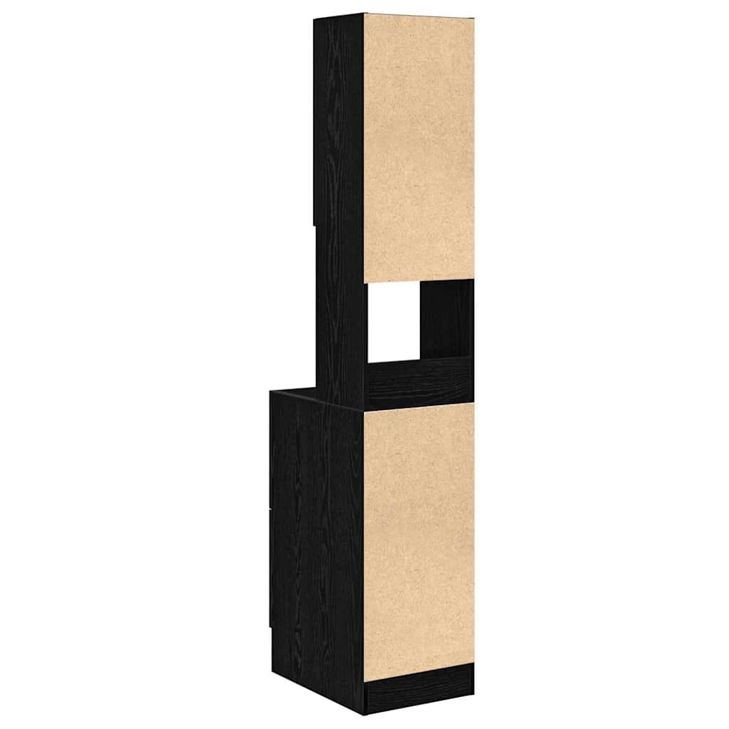 Küchenbuffet mit Regal Schwarz Eichen-Optik 32 x 50 x 180 cm