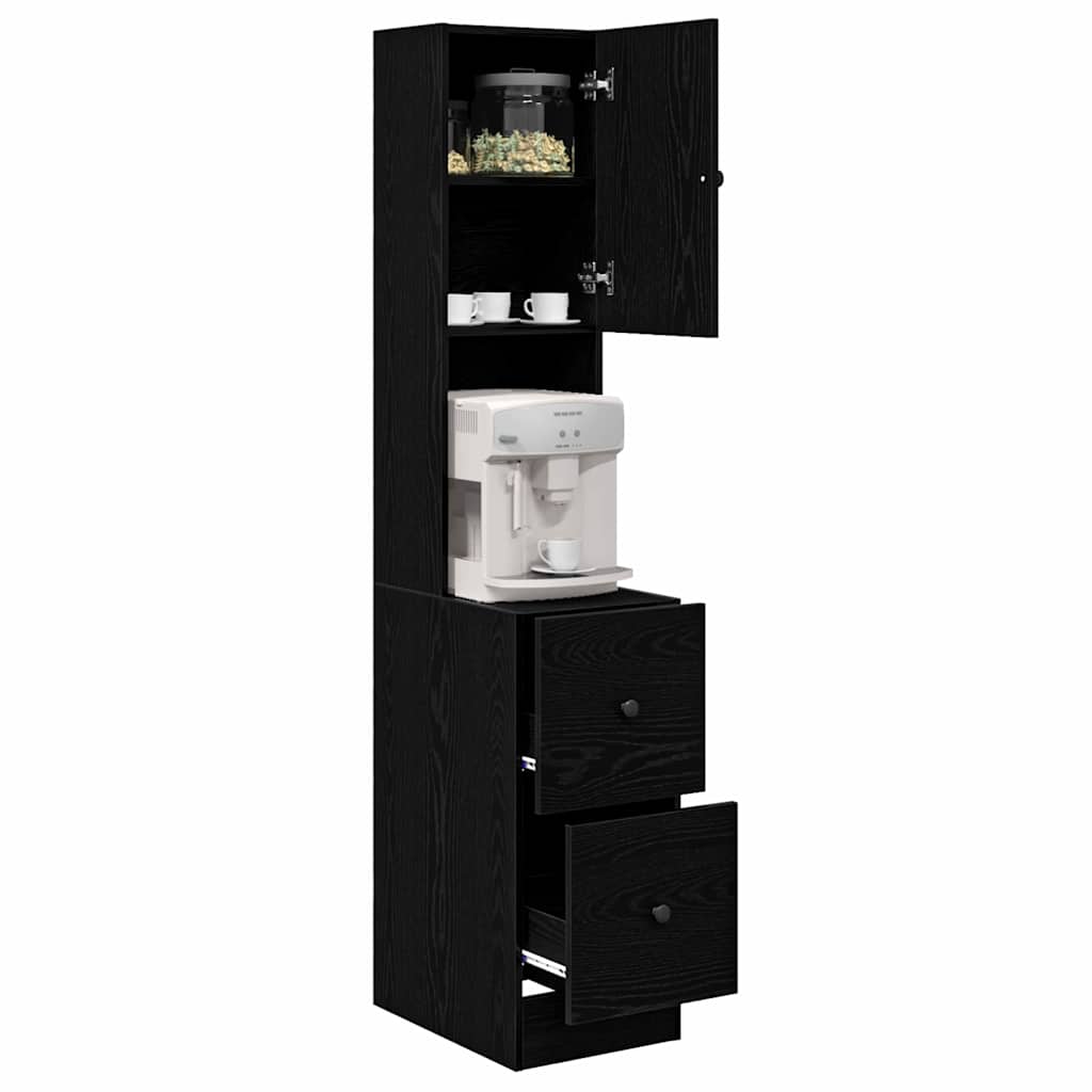 Küchenbuffet mit Regal Schwarz Eichen-Optik 32 x 50 x 180 cm
