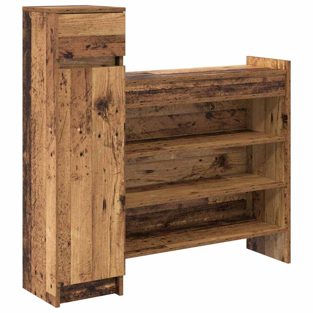 Schuhschrank mit Tür Altholz 100,5 x 28 x 100 cm Holzwerkstoff