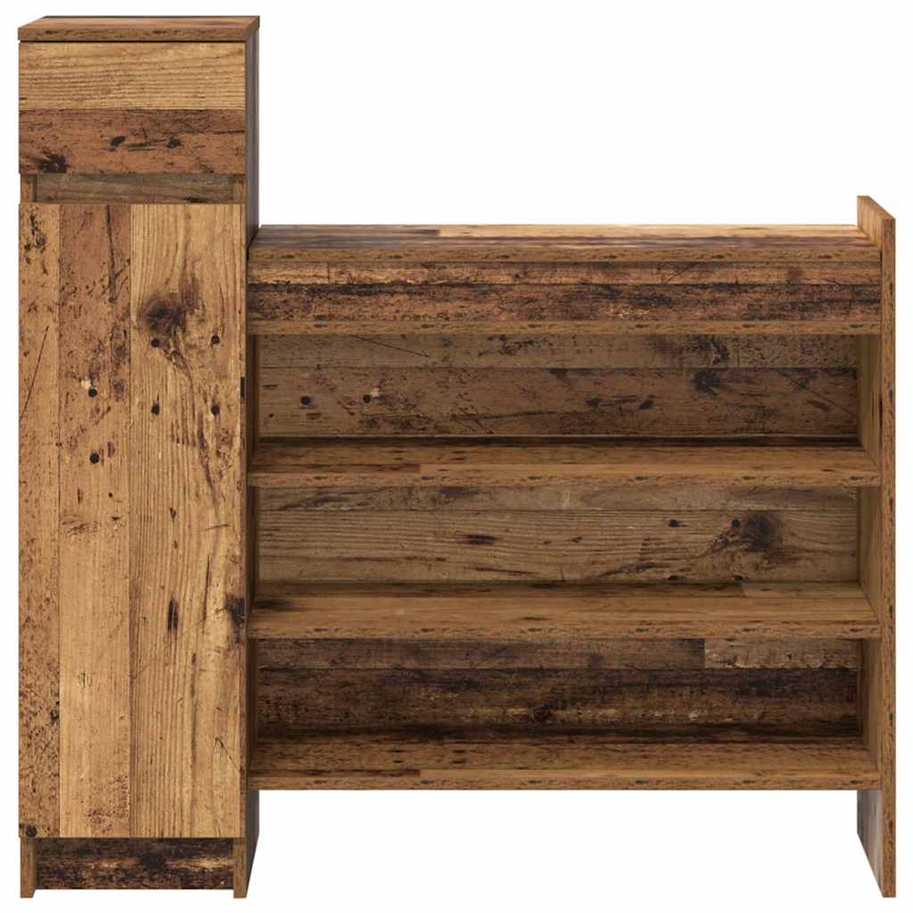 Schuhschrank mit Tür Altholz 100,5 x 28 x 100 cm Holzwerkstoff