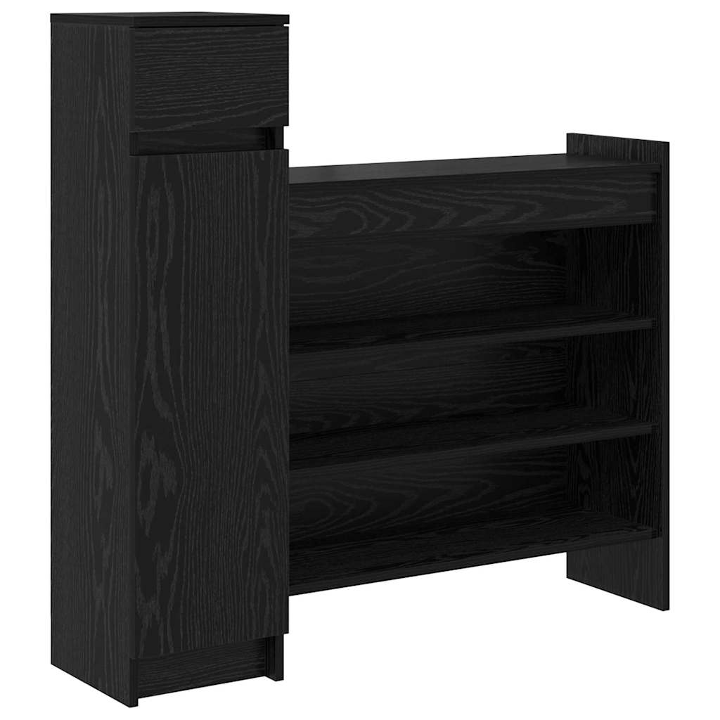 Schuhschrank mit Regal Schwarz Eichen-Optik 100,5 x 28 x 100 cm