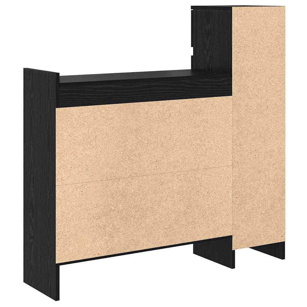 Schuhschrank mit Regal Schwarz Eichen-Optik 100,5 x 28 x 100 cm