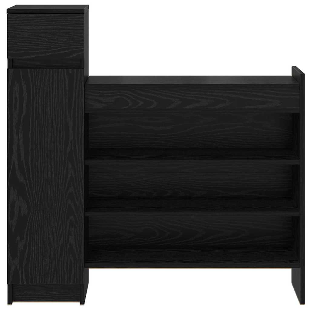 Schuhschrank mit Regal Schwarz Eichen-Optik 100,5 x 28 x 100 cm