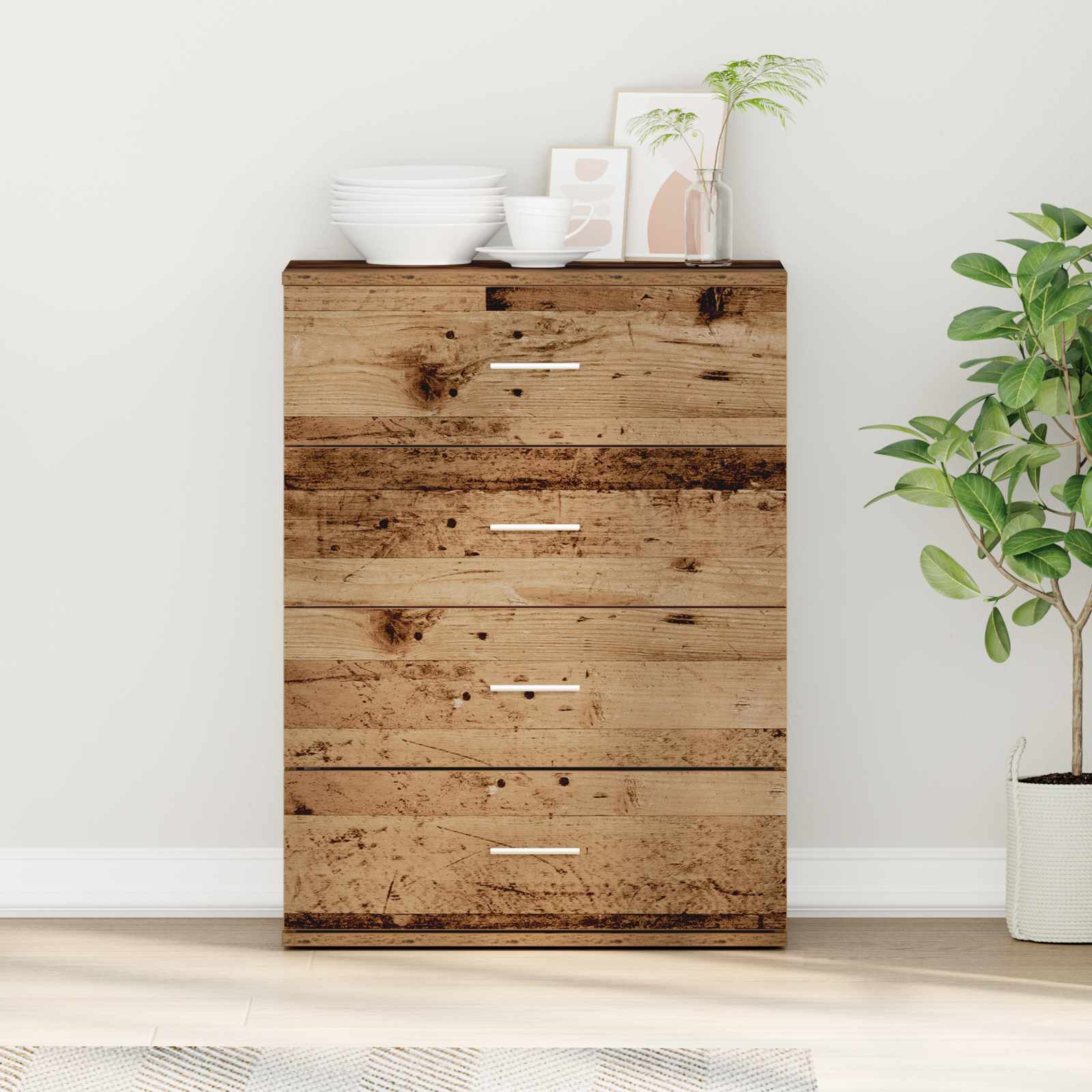 Sideboard mit Schubladen Altholz 60 x 39 x 80 cm Holzwerkstoff