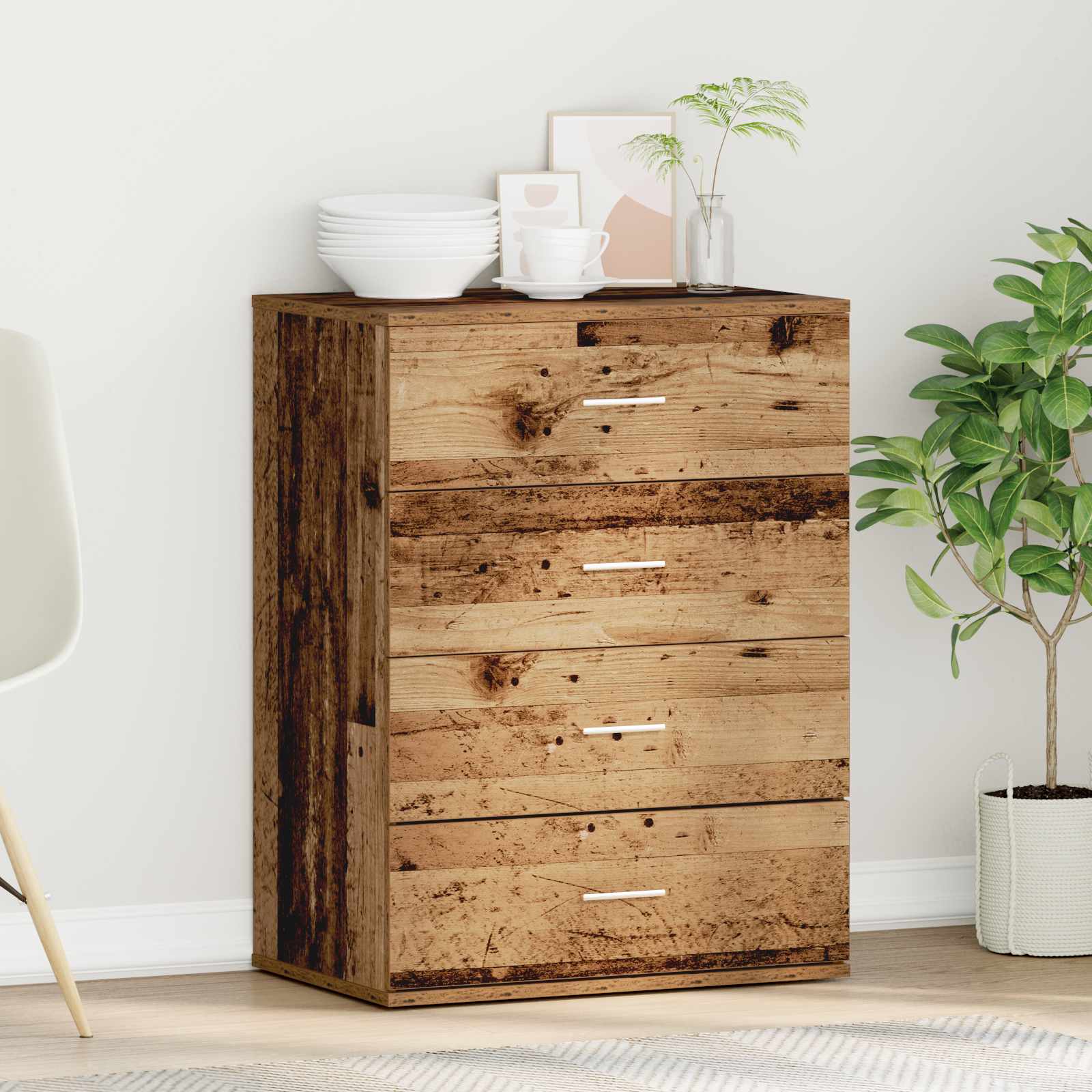 Sideboard mit Schubladen Altholz 60 x 39 x 80 cm Holzwerkstoff