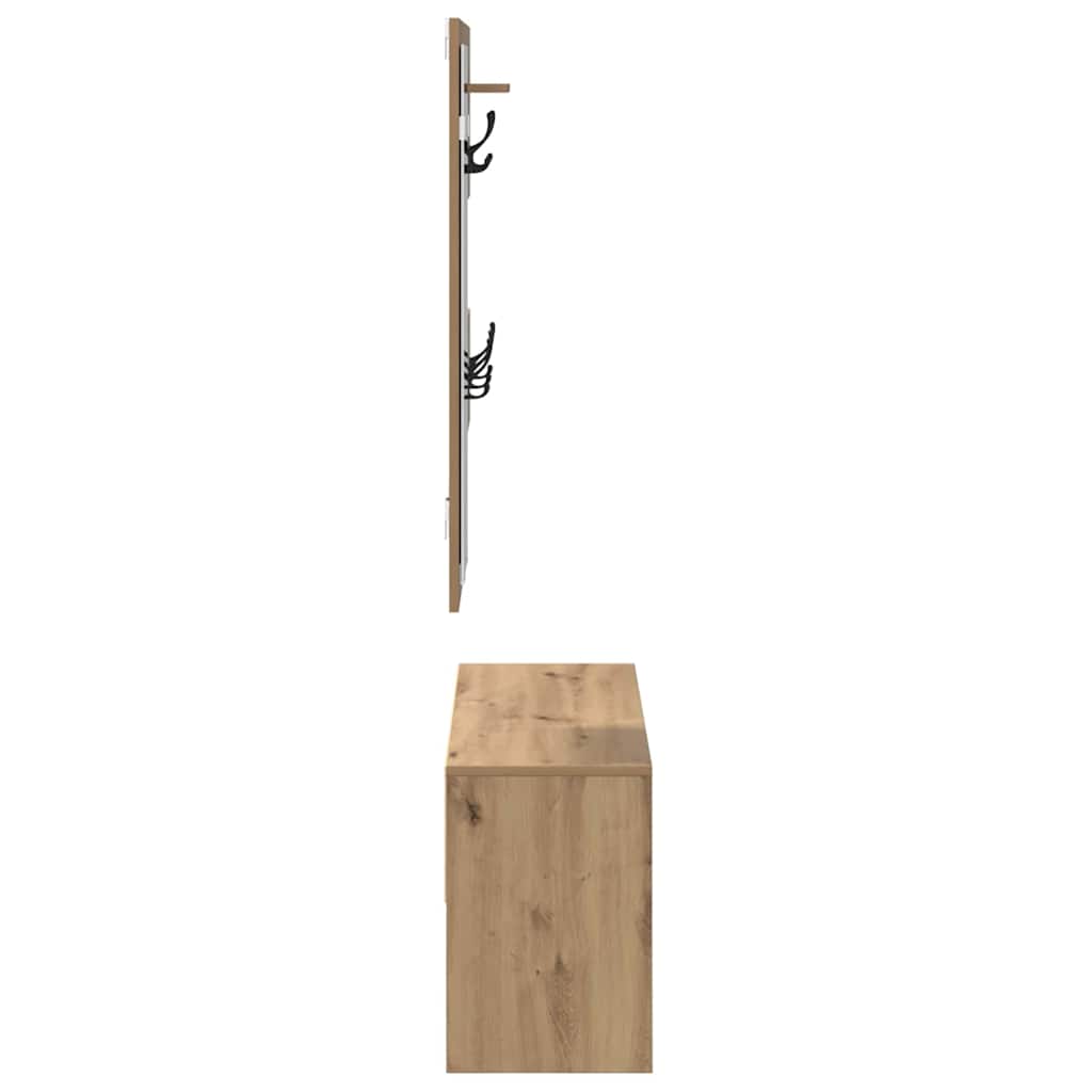 Flurmöbel-Set mit Regal 4 pcs Kunsthandwerk Eiche Holzwerkstoff
