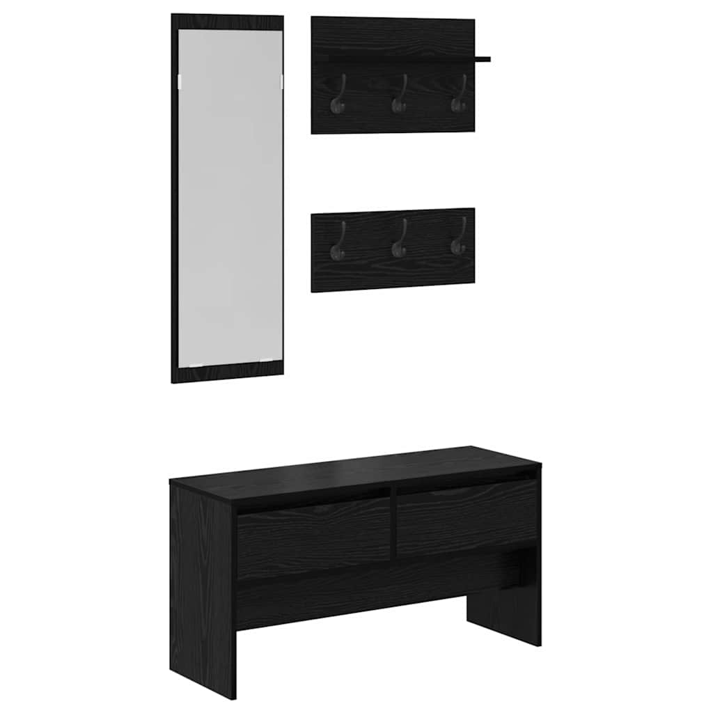 Flurmöbel-Set 4 pcs Schwarz Eichen-Optik Holzwerkstoff