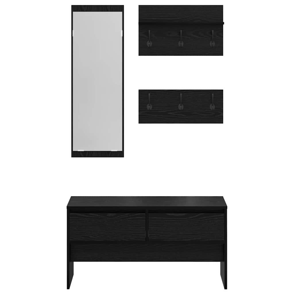 Flurmöbel-Set 4 pcs Schwarz Eichen-Optik Holzwerkstoff