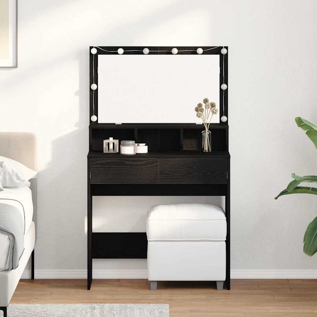 Schminktisch mit Regal Schwarz Eichen-Optik 80 x 41 x 134,5 cm