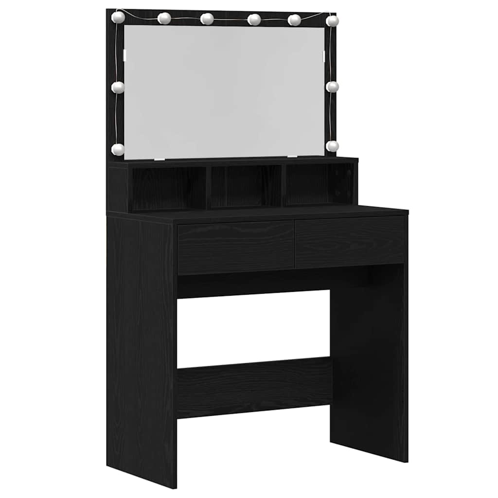 Schminktisch mit Regal Schwarz Eichen-Optik 80 x 41 x 134,5 cm