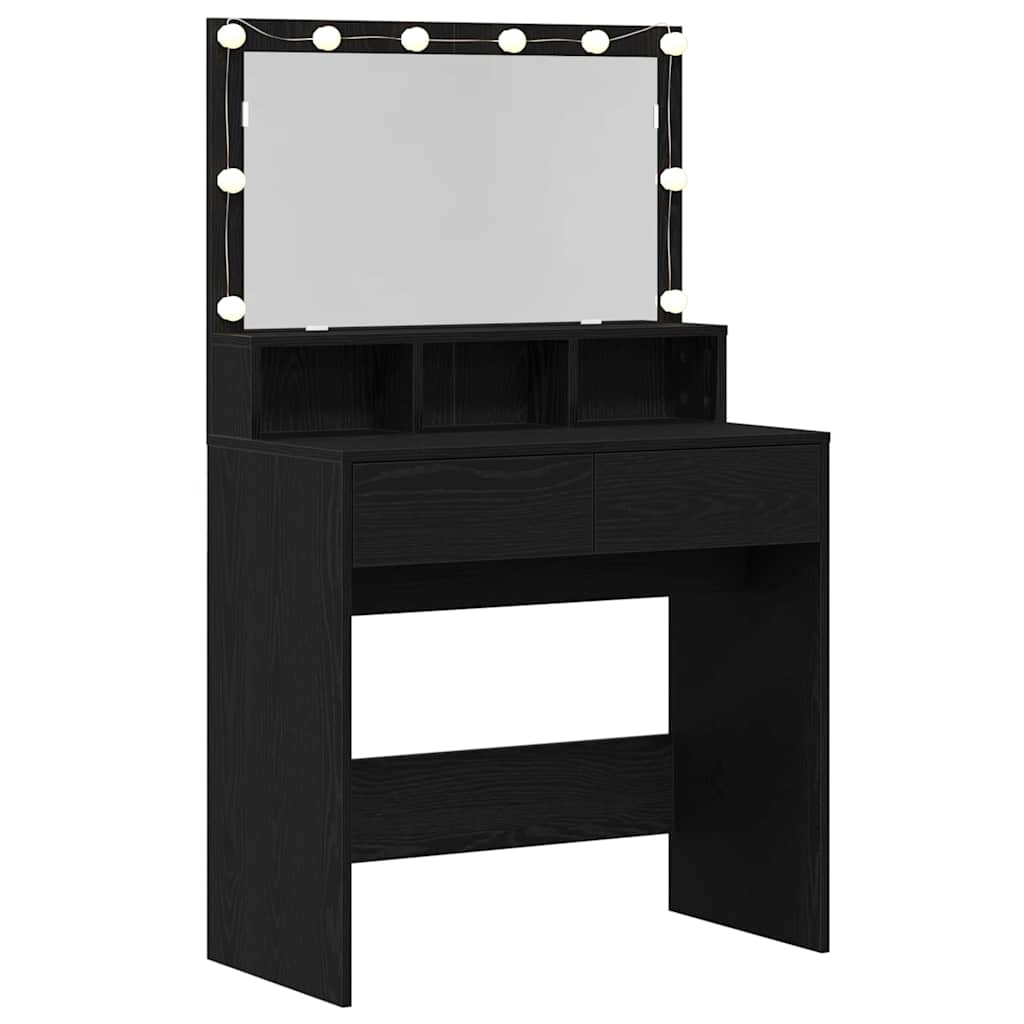 Schminktisch mit Regal Schwarz Eichen-Optik 80 x 41 x 134,5 cm