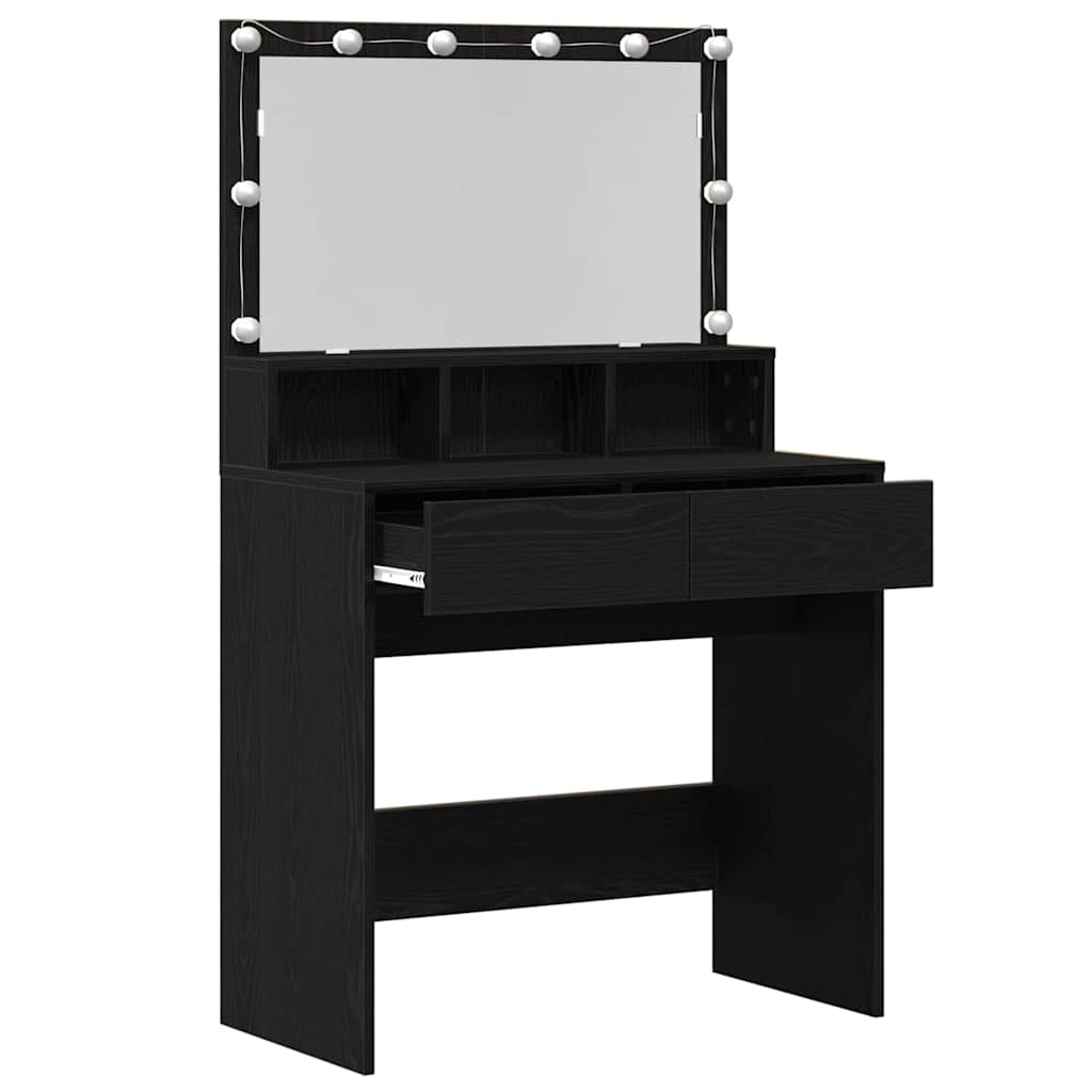Schminktisch mit Regal Schwarz Eichen-Optik 80 x 41 x 134,5 cm