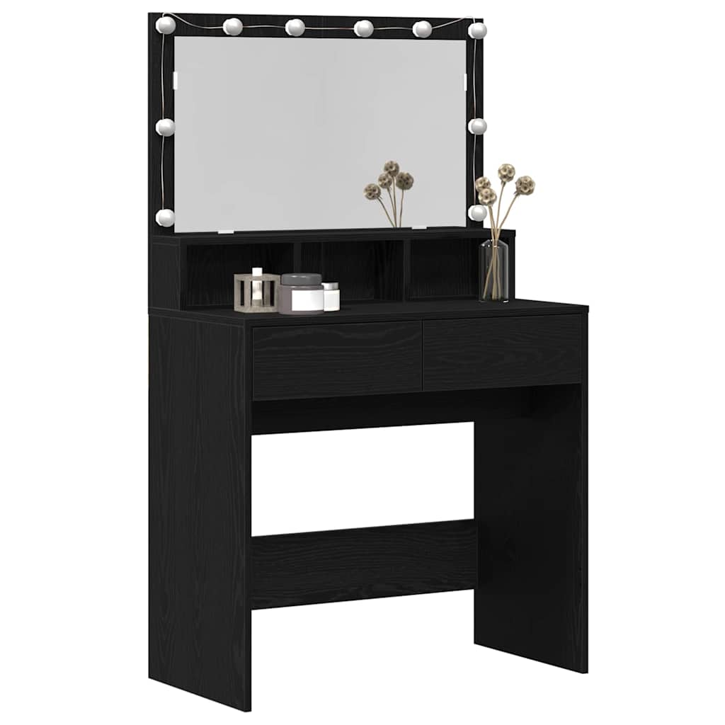 Schminktisch mit Regal Schwarz Eichen-Optik 80 x 41 x 134,5 cm