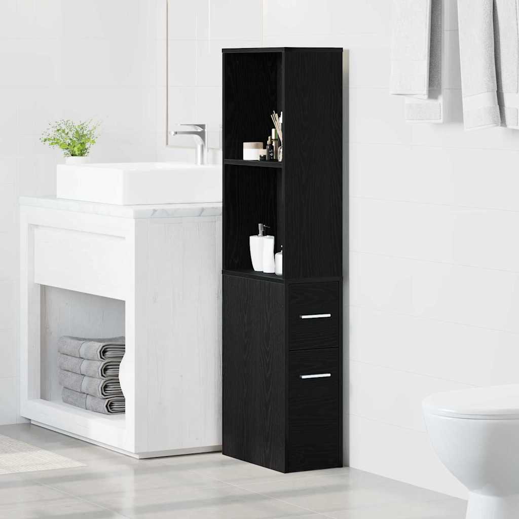 Badezimmermöbel-Set Schwarz Eichen-Optik 22 x 41 x 135 cm