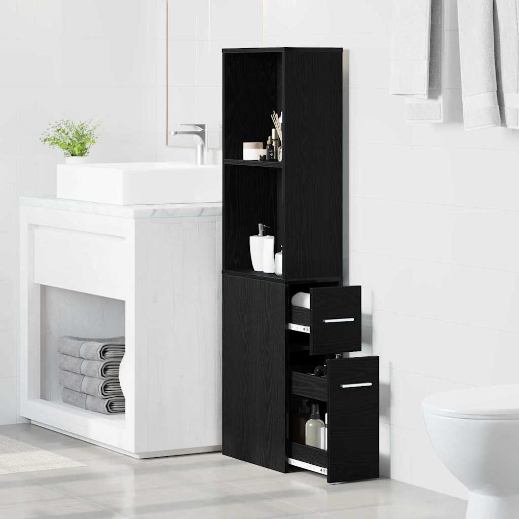 Badezimmermöbel-Set Schwarz Eichen-Optik 22 x 41 x 135 cm