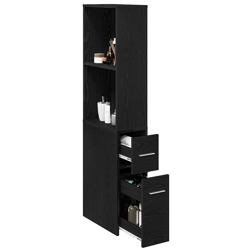Badezimmermöbel-Set Schwarz Eichen-Optik 22 x 41 x 135 cm