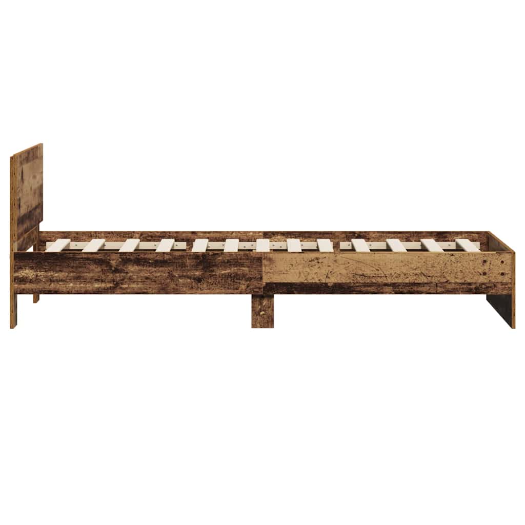 Bettrahmen mit Kopfteil Altholz 90 x 200 cm Holzwerkstoff