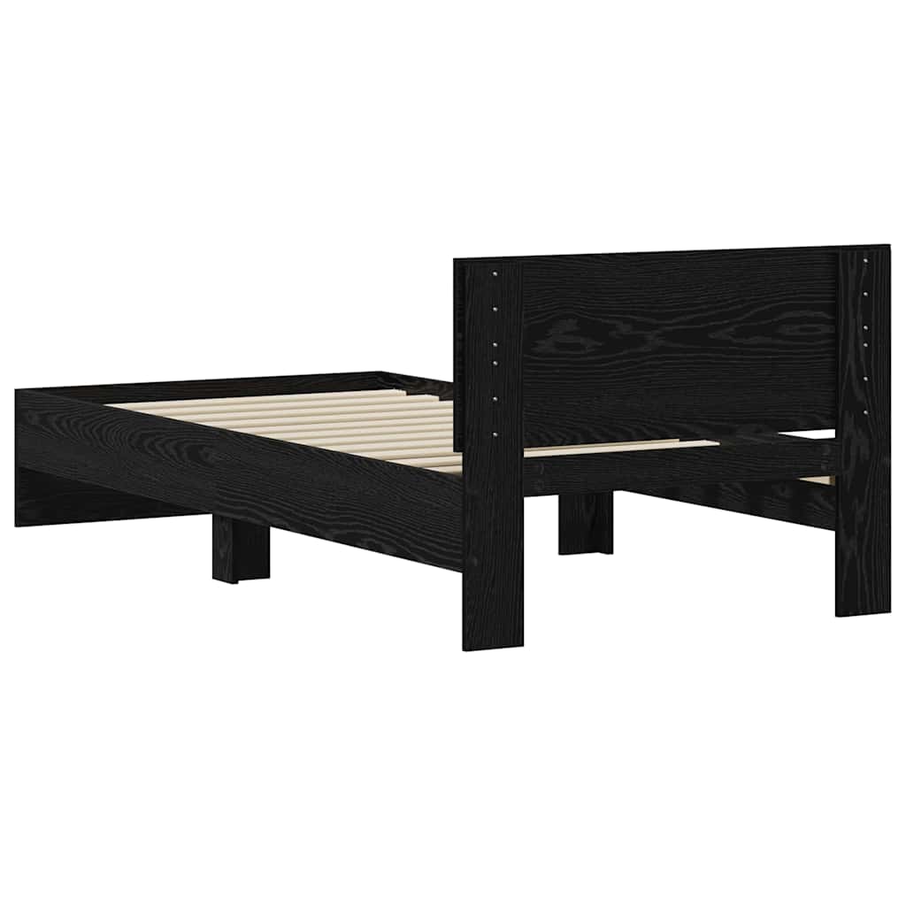 Bettrahmen Schwarz Eichen-Optik 90 x 200 cm Holzwerkstoff