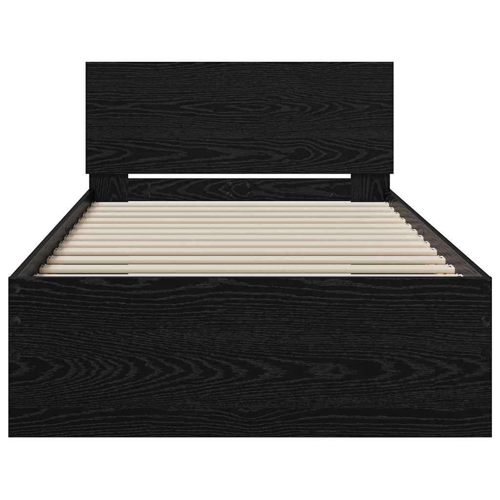 Bettrahmen Schwarz Eichen-Optik 90 x 200 cm Holzwerkstoff
