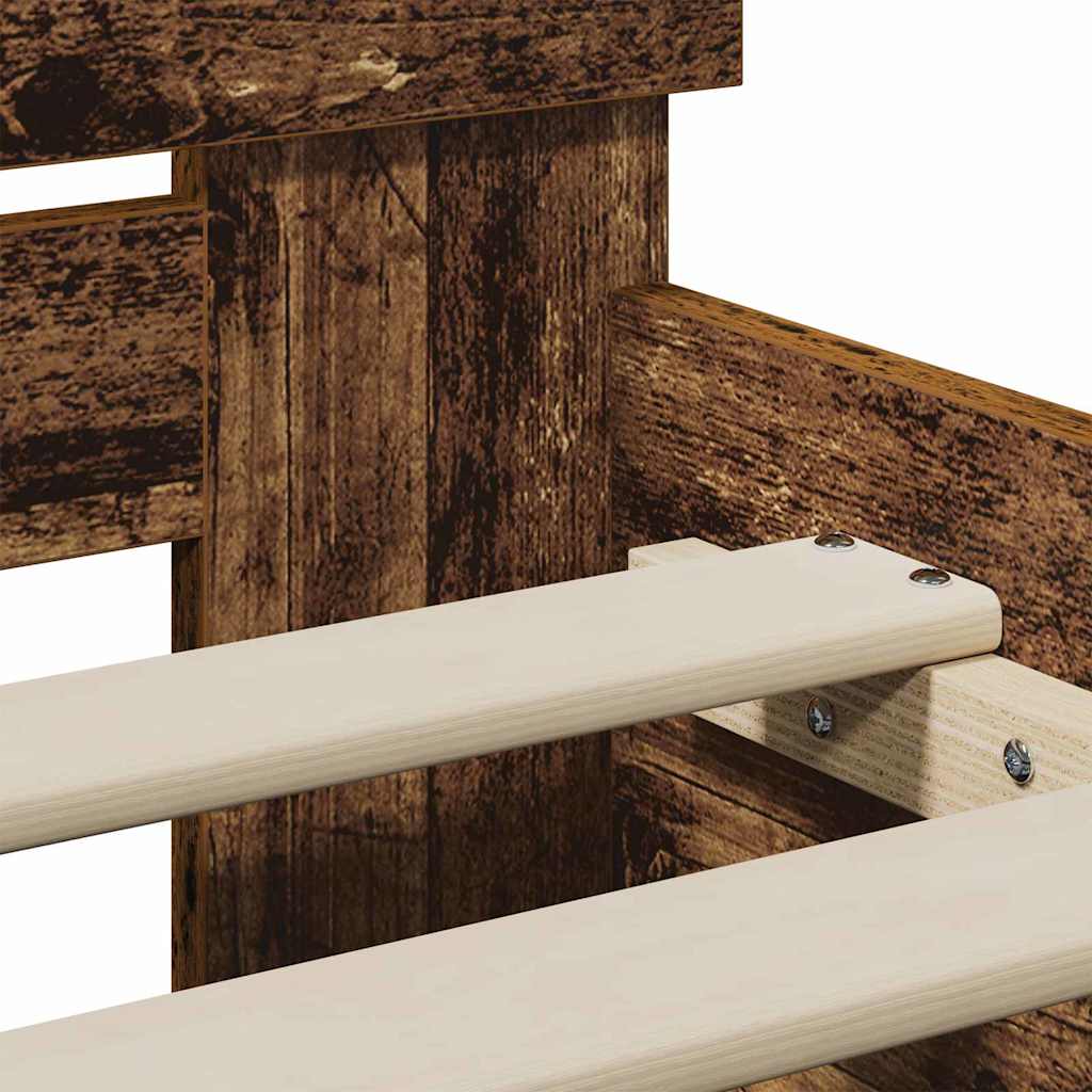 Bettrahmen mit Kopfteil Altholz 90 x 190 cm Holzwerkstoff
