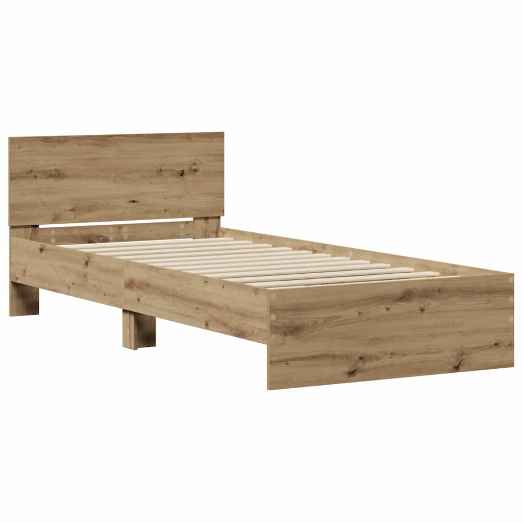 Bettrahmen mit Kopfteil Artisan-Eiche 90 x 190 cm Holzwerkstoff