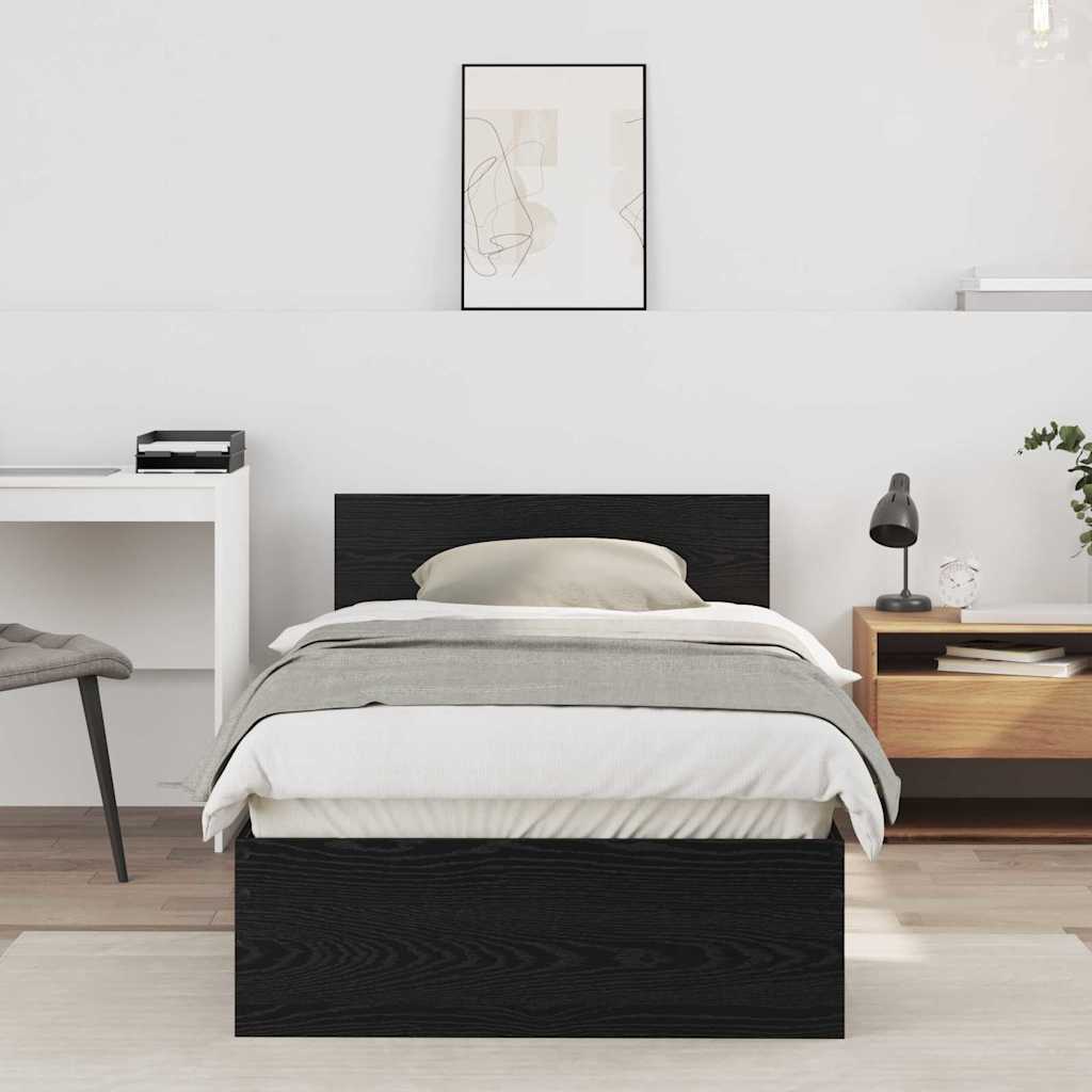 Bettrahmen Schwarz Eichen-Optik 90 x 190 cm Holzwerkstoff