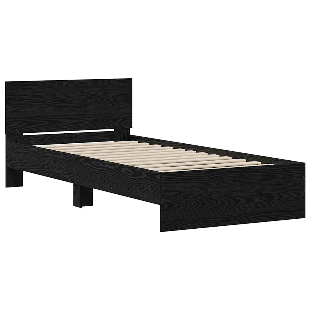 Bettrahmen Schwarz Eichen-Optik 90 x 190 cm Holzwerkstoff