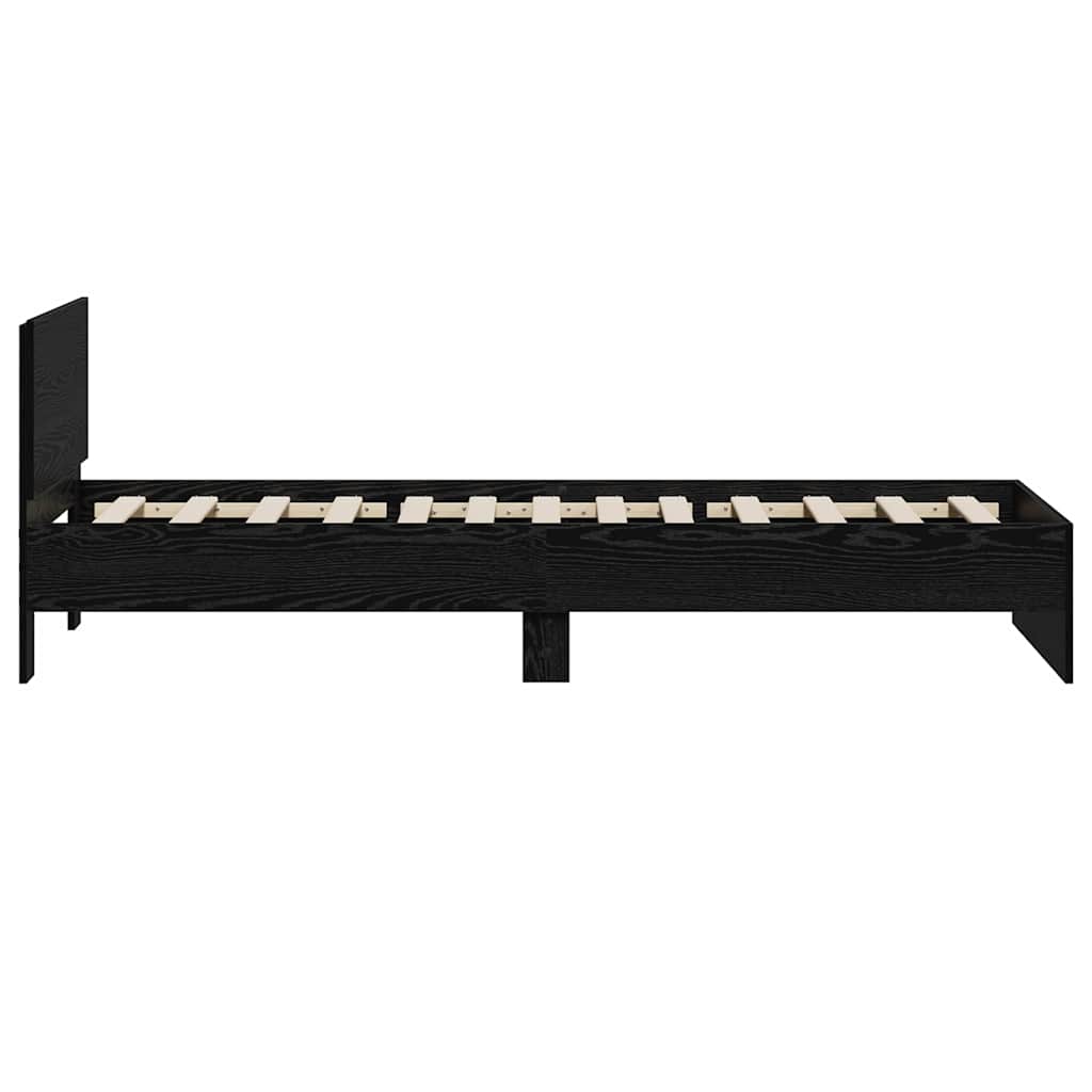Bettrahmen Schwarz Eichen-Optik 75 x 190 cm Holzwerkstoff