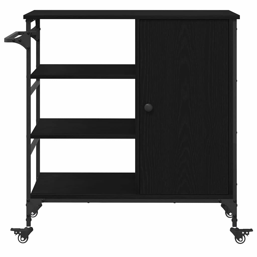 Küchentrolley Schwarz Eichen-Optik 87,5 x 39 x 84,5 cm