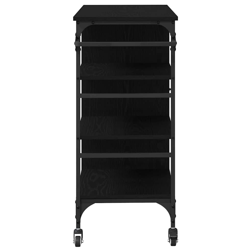 Küchentrolley Schwarz Eichen-Optik 87,5 x 39 x 84,5 cm