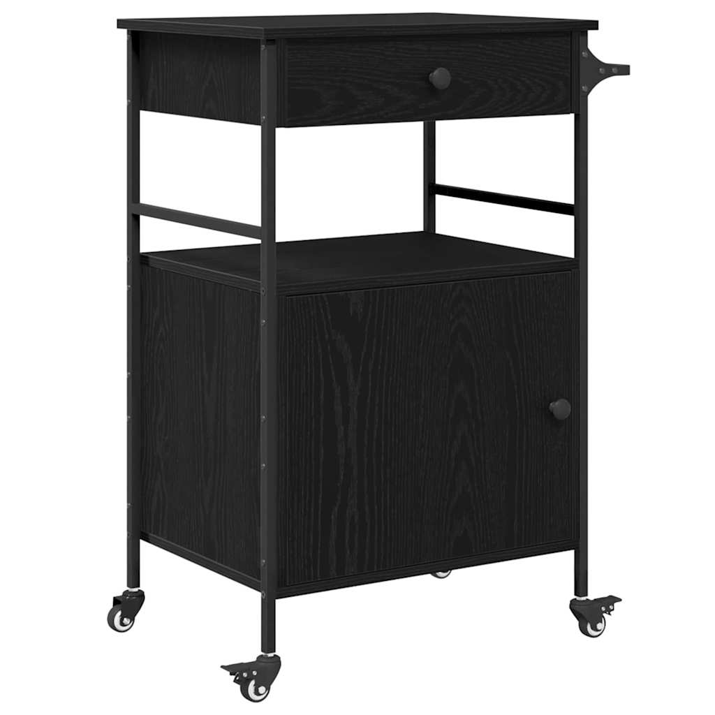 Küchentrolley Schwarz Eichen-Optik 56 x 43 x 89,5 cm