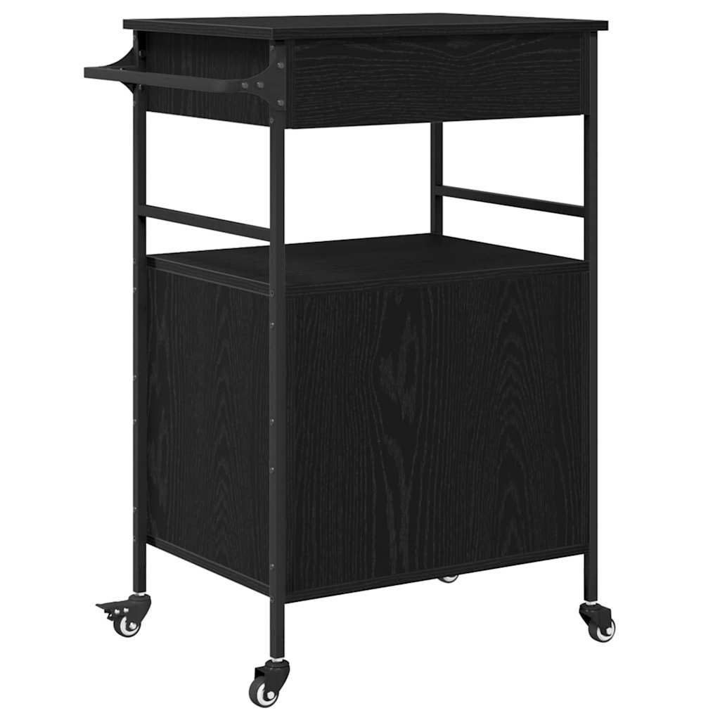 Küchentrolley Schwarz Eichen-Optik 56 x 43 x 89,5 cm