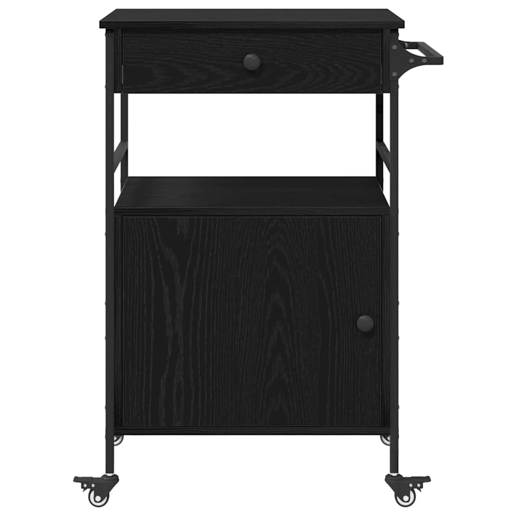 Küchentrolley Schwarz Eichen-Optik 56 x 43 x 89,5 cm