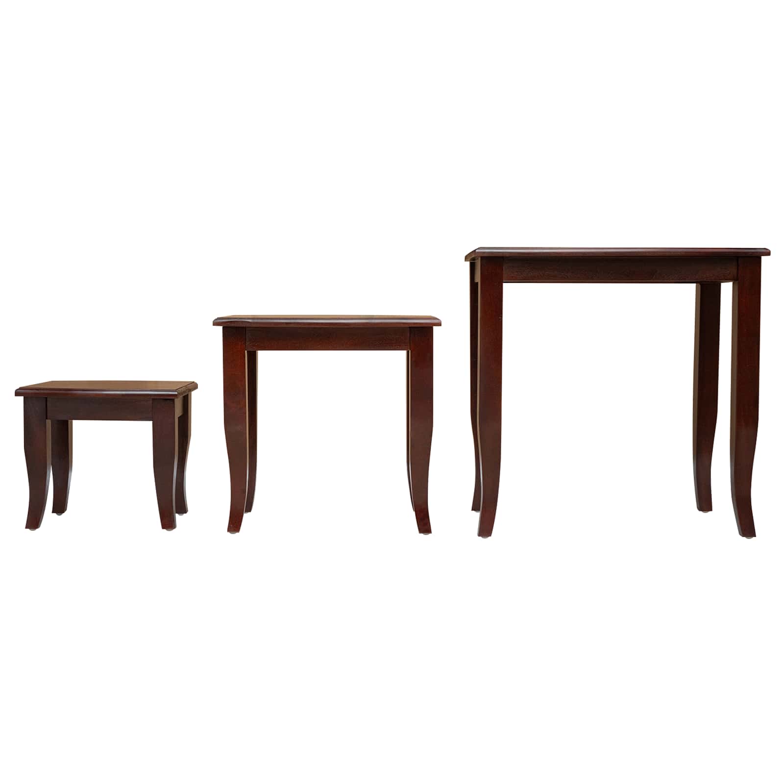 Nestende Beistelltische 3 pcs Braun Massives Mahagoni Holz