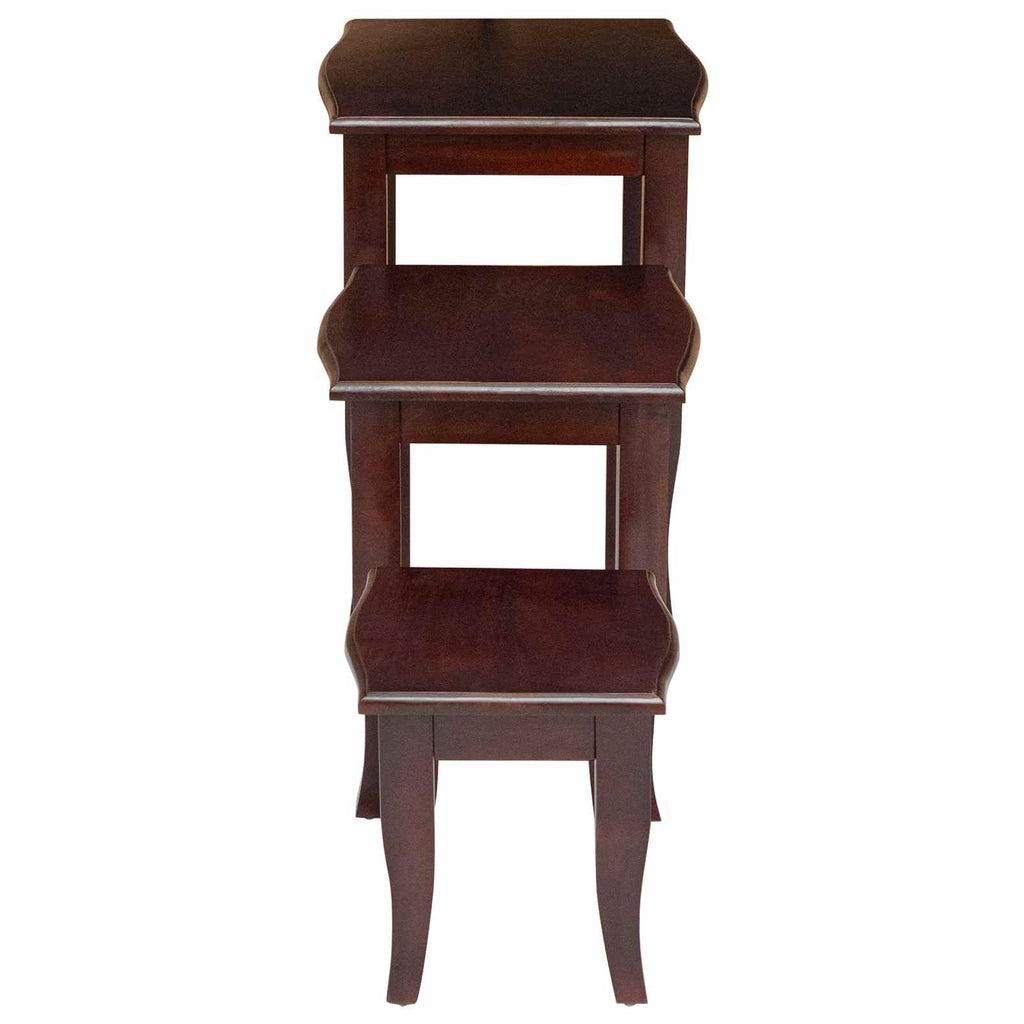 Nestende Beistelltische 3 pcs Braun Massives Mahagoni Holz