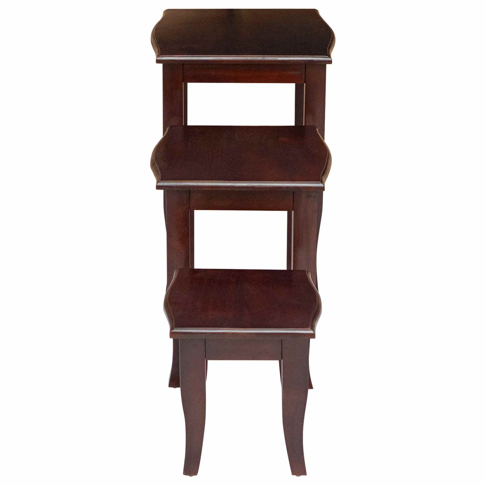 Nestende Beistelltische 3 pcs Braun Massives Mahagoni Holz