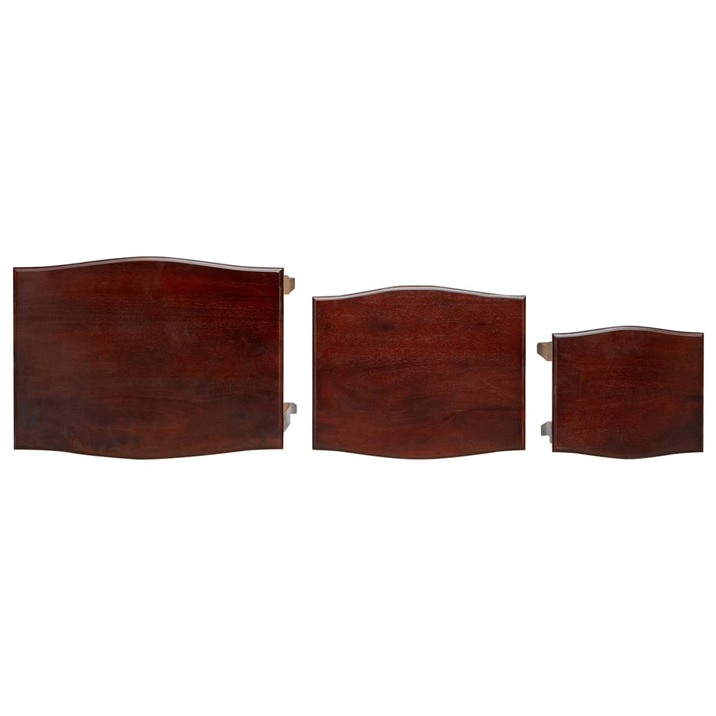 Nestende Beistelltische 3 pcs Braun Massives Mahagoni Holz
