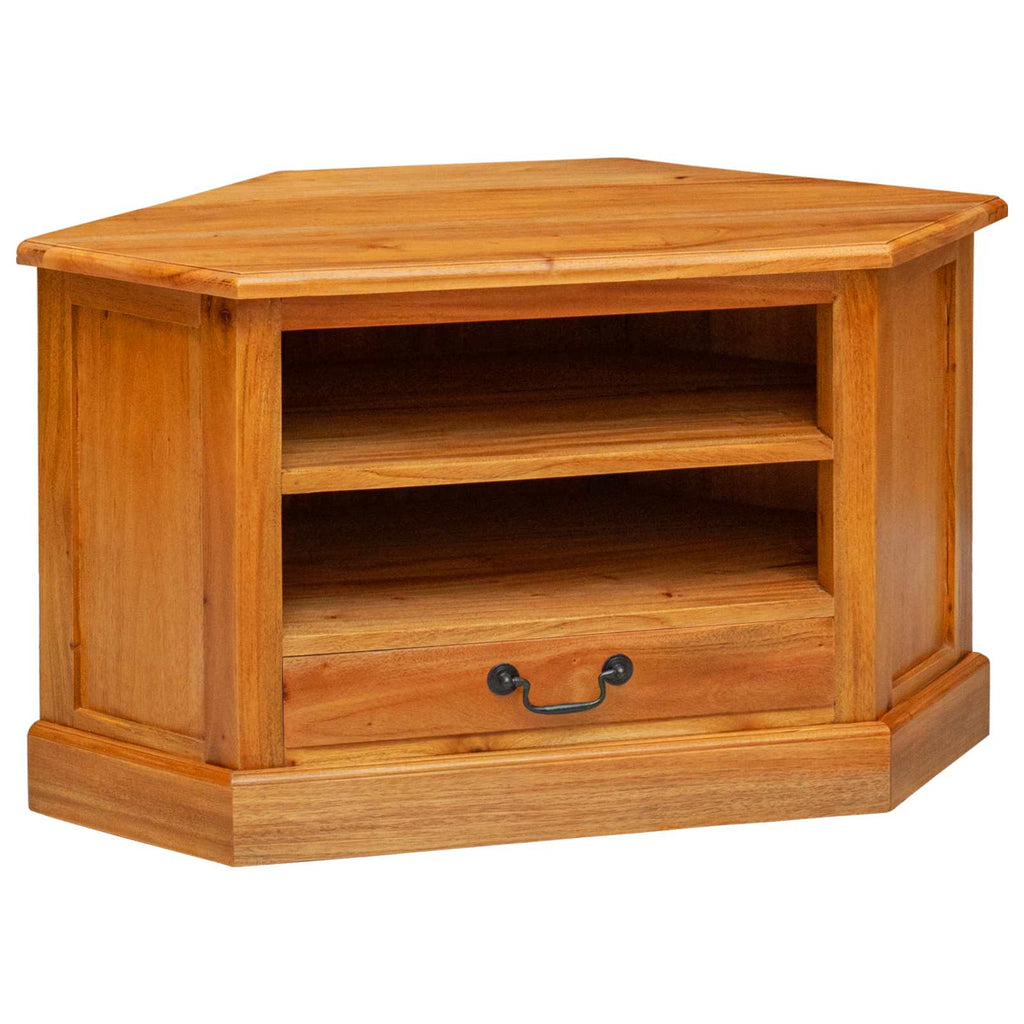 EckTVSchrank Natur 79 x 40 x 46 cm Massives Mahagoni Holz