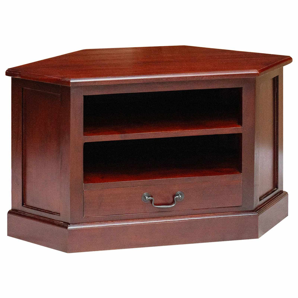 EckTVSchrank Braun 80 x 40,5 x 45 cm Massives Mahagoni Holz