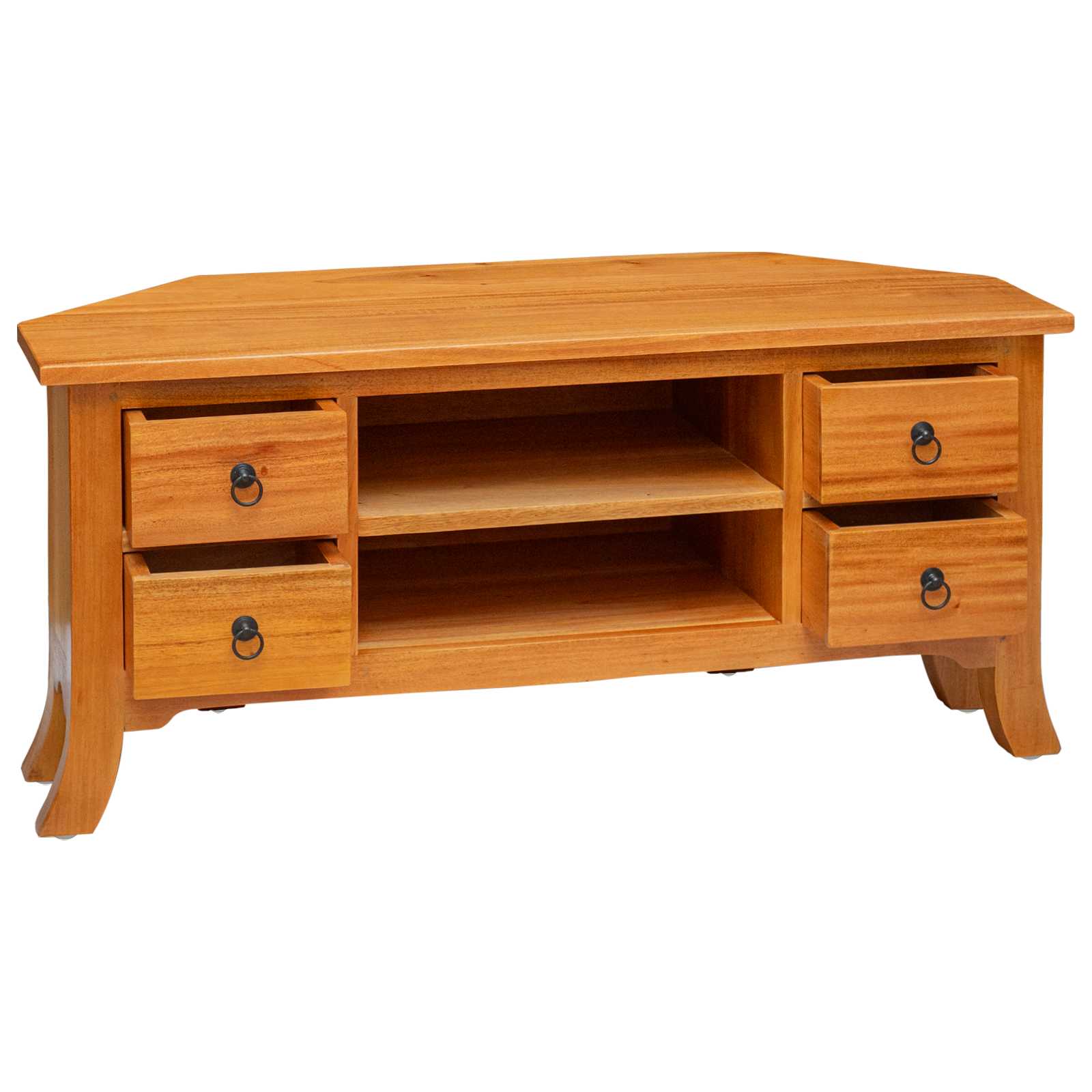 TV-Schränk Natur 100 x 40,5 x 46 cm Massives Mahagoni Holz