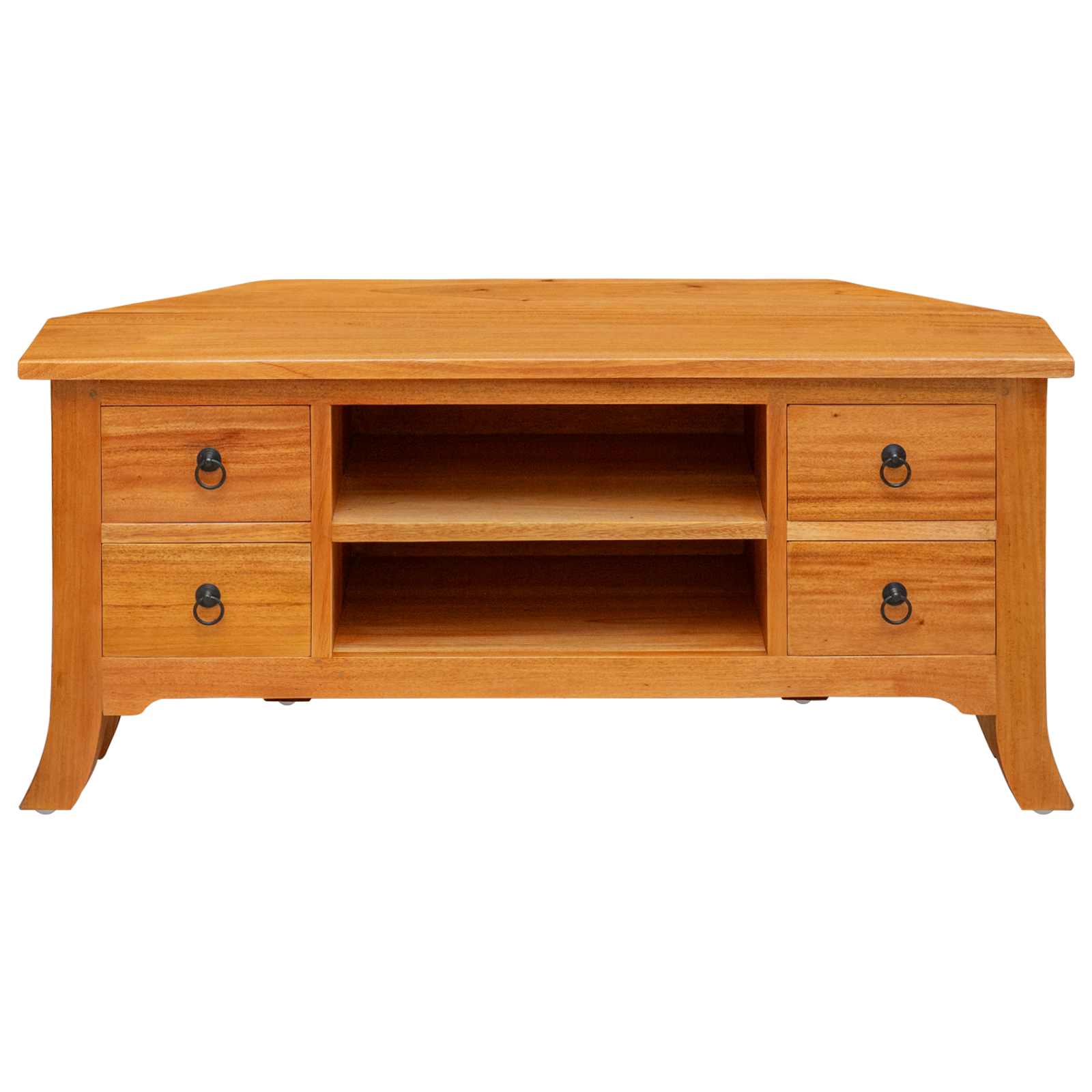 TV-Schränk Natur 100 x 40,5 x 46 cm Massives Mahagoni Holz