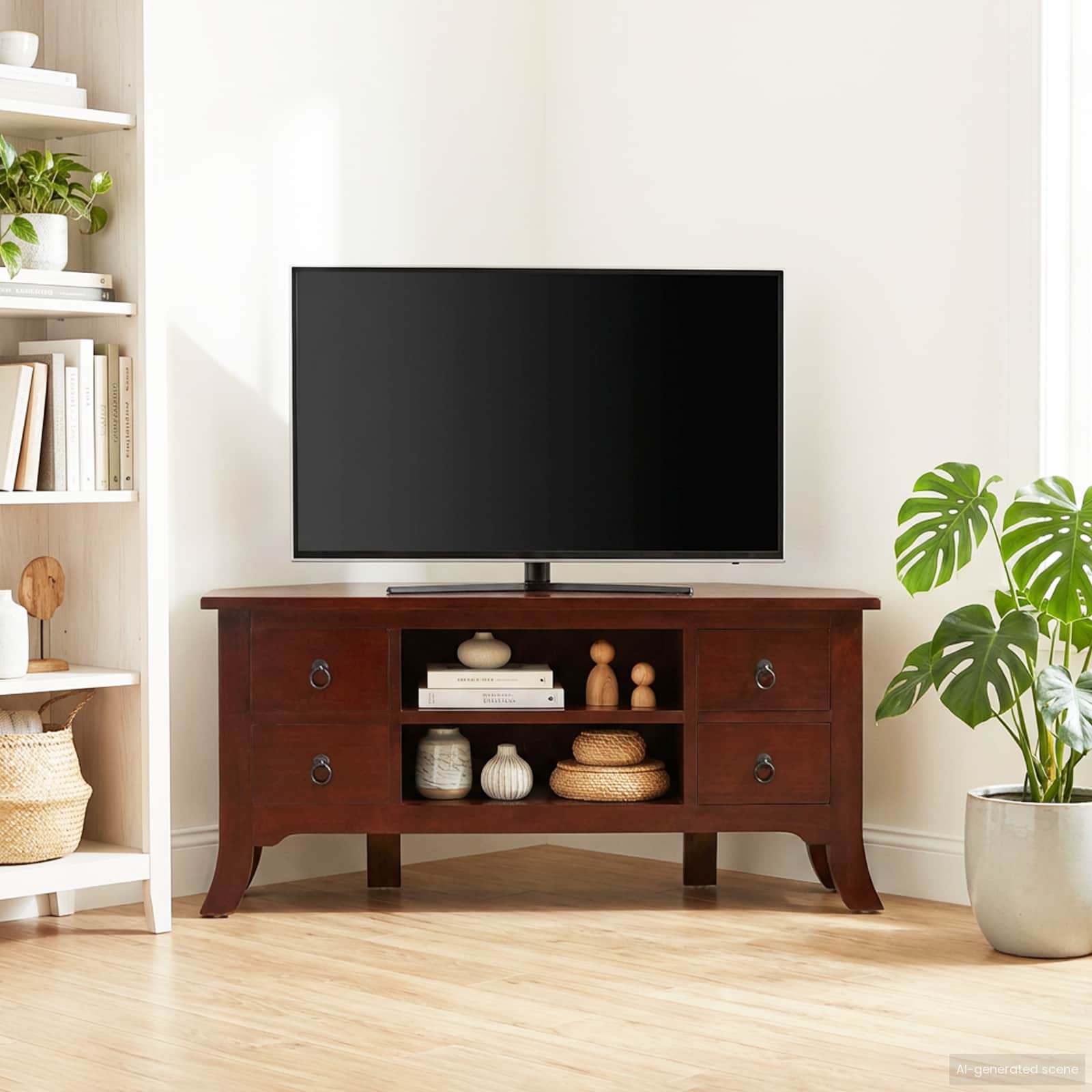 TV-Schränk Braun 100 x 40,5 x 46 cm Massives Mahagoni Holz