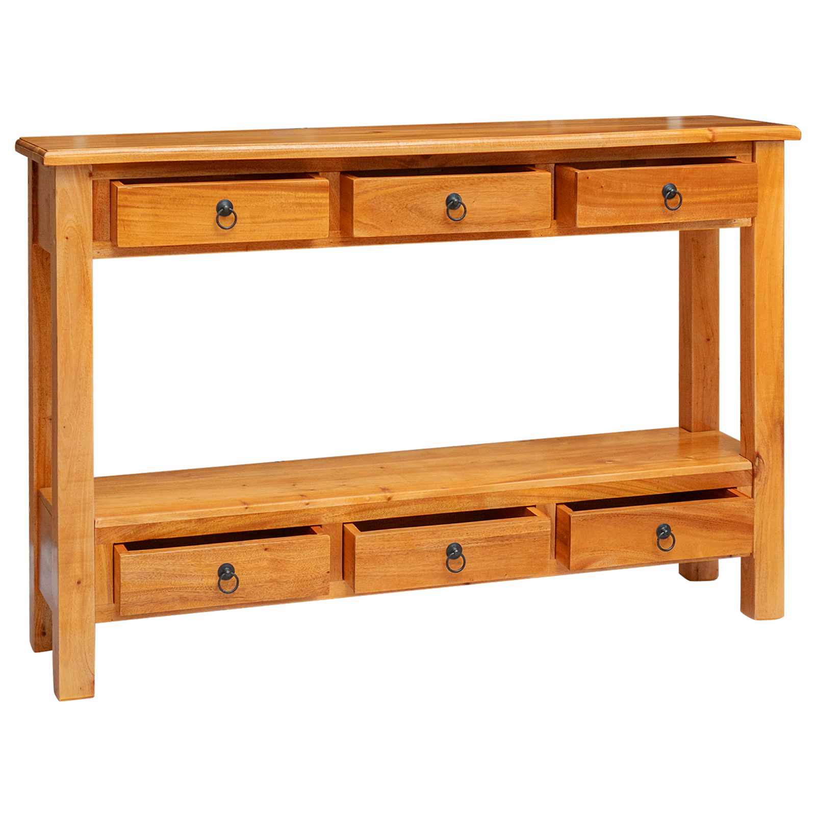 Konsolentisch Natur 115 x 32 x 76 cm Massives Mahagoni Holz